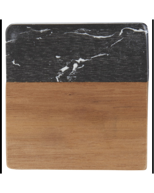 Ensemble de dessous de verre en marbre noir et bois Ensemble de dessous de verre en marbre noir et bois