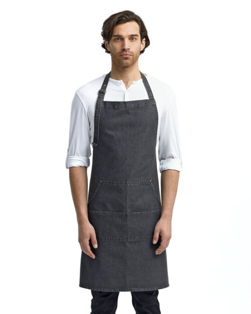 Tablier à bavette en jean unisexe avec point de jean Tablier à bavette en jean unisexe avec point de jean